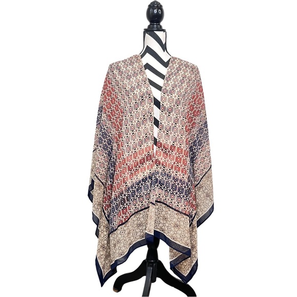 Catherines Boho Sheer Retro Open Front Sz 2X 3X Kimono Topper - Picture 1 of 10